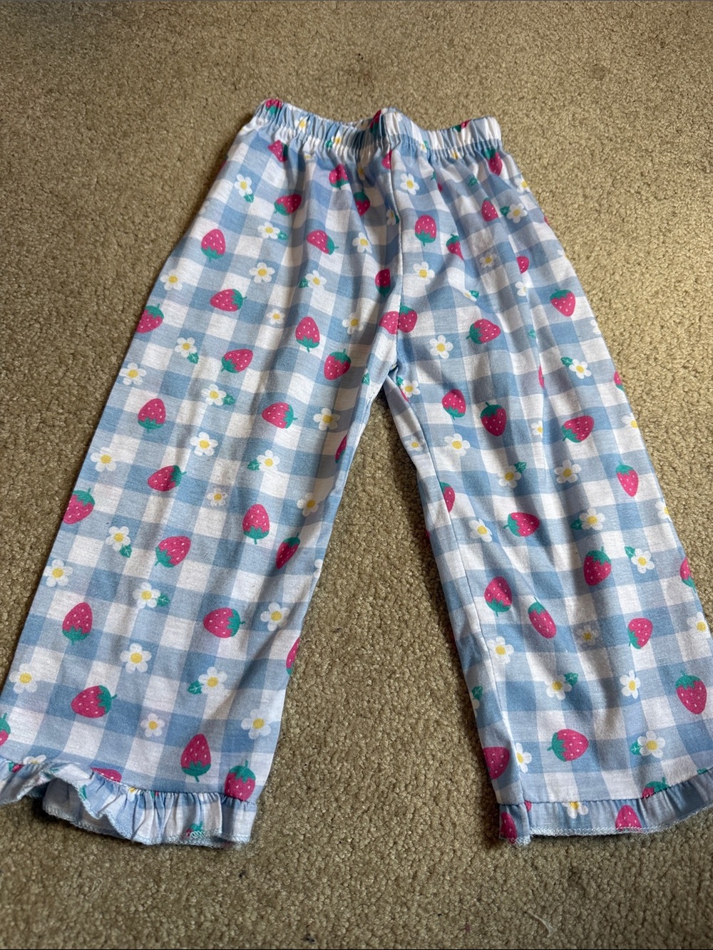 Kids Strawberry Check Pajama Pants - Blue